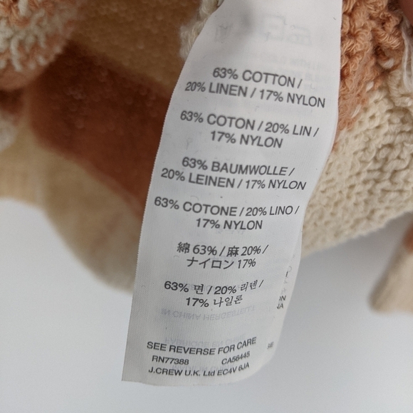 J Crew Mixed Stripe Pullover Knit Sweater Cotton Linen Nylon Blend Peach/Ivory S - Picture 10 of 11